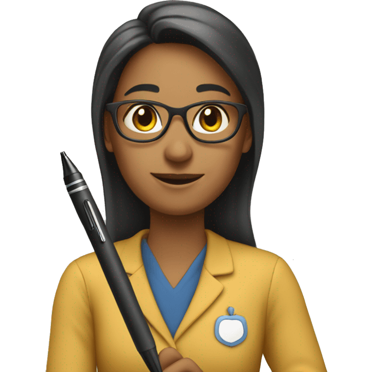 a teacher with a pen emoji