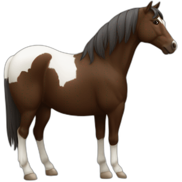 Cheval marron foncé et blanc emoji