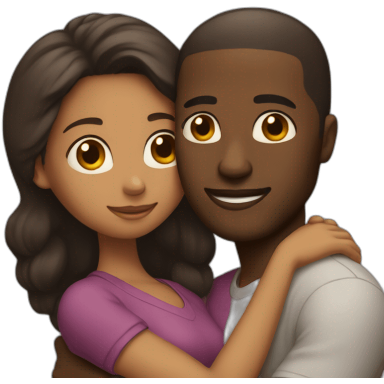 Black man and woman hugging emoji