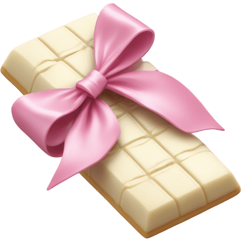 White chocolate bar and pink bow emoji