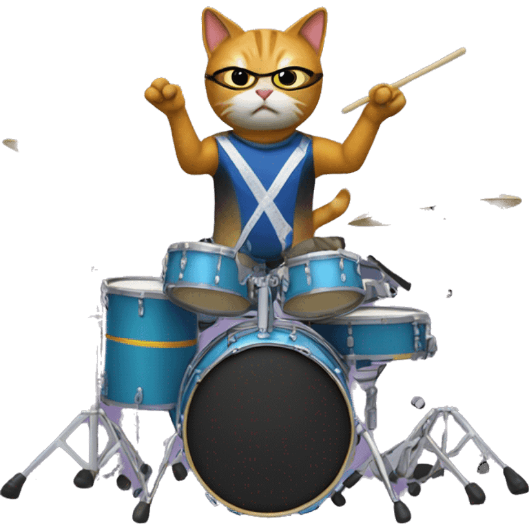 cat dressed as the drummer in weezer emoji