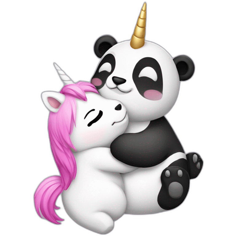 panda and unicorn snuggling emoji