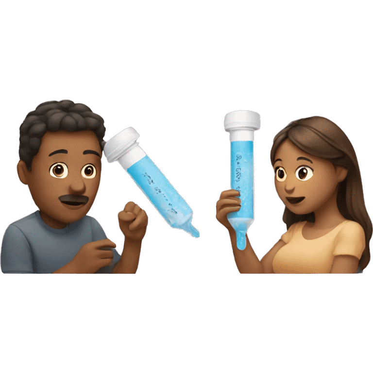 couple looking at pregnancy test emoji