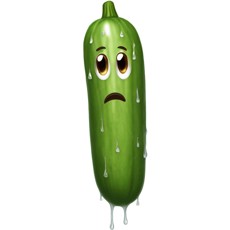 Brown skinny long cucumber with white paint dripping emoji