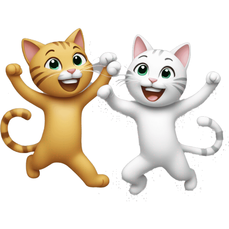 two happy cats dancing emoji