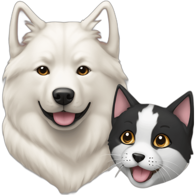 samoyed and labrador black and tiger cat emoji