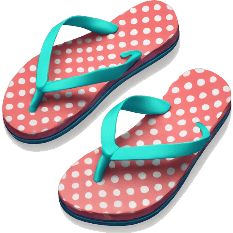 Realistic pair of polka dot summer flip flops isolated. emoji