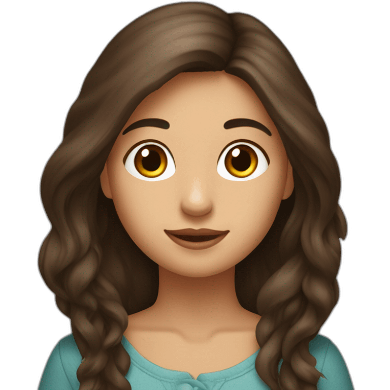 Une fille brune aux cheveux détachés avec loutre emoji