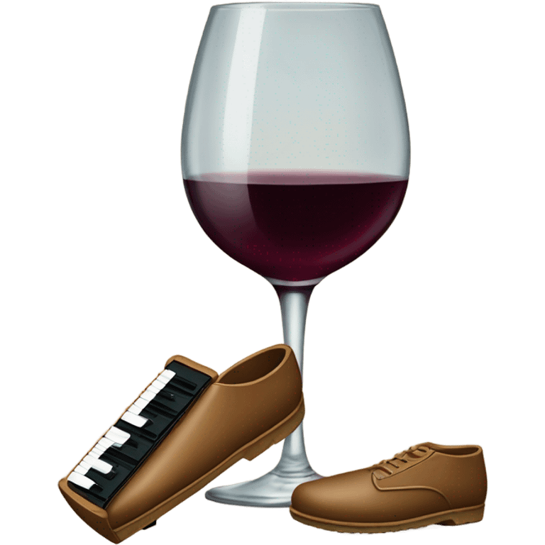  A wine glass with shoes playing a harmonica  emoji