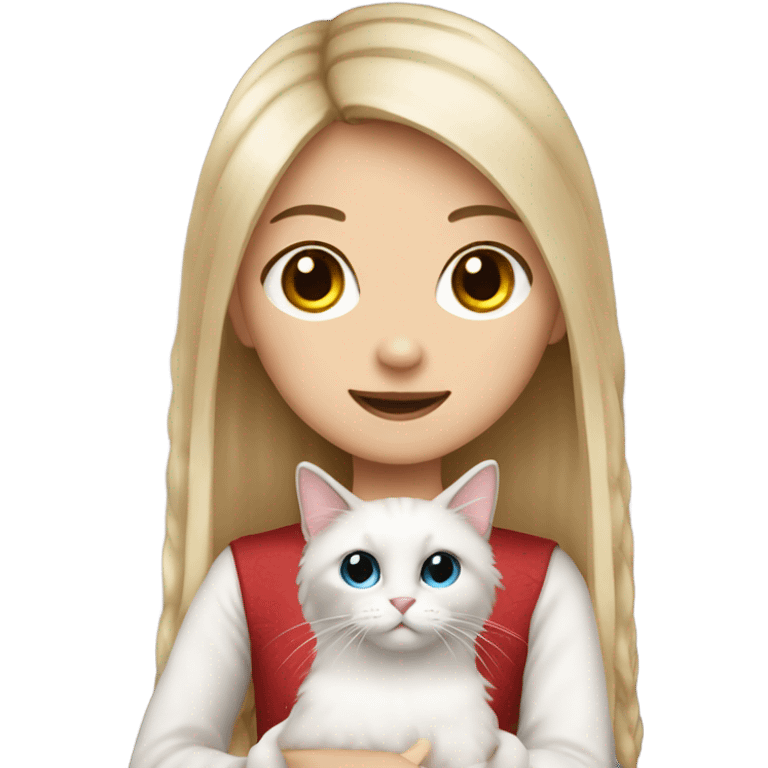 Chinese girl hand a Ragdoll cat  emoji