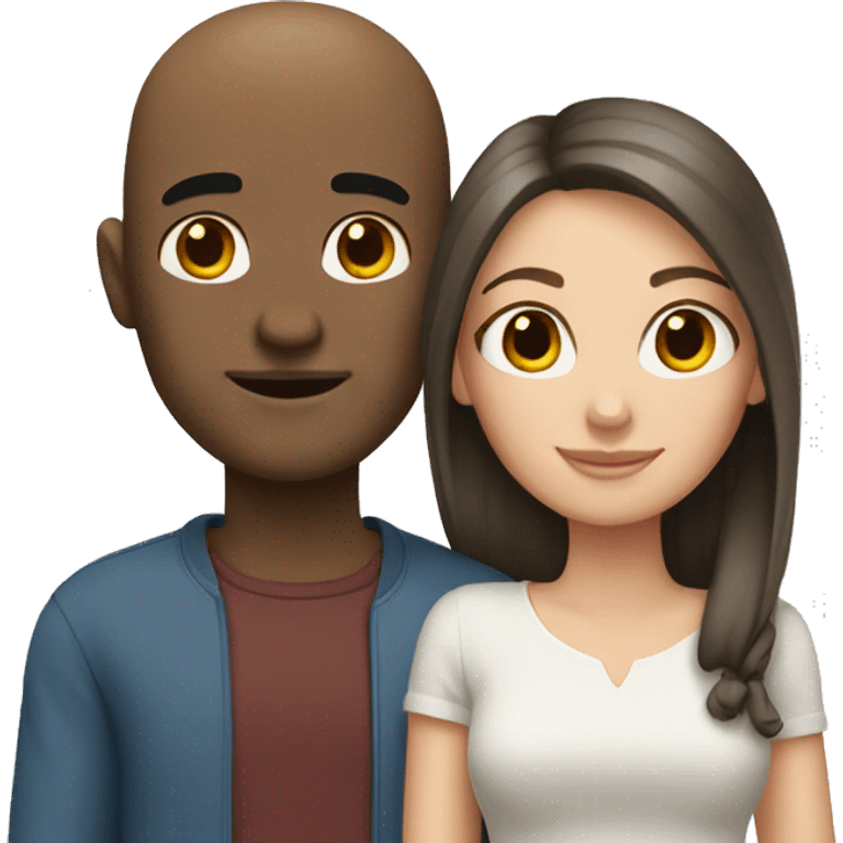 Bald guy and girl with dark brown hair emoji