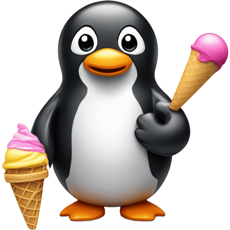 Pinguin with ice cream and Bikini emoji