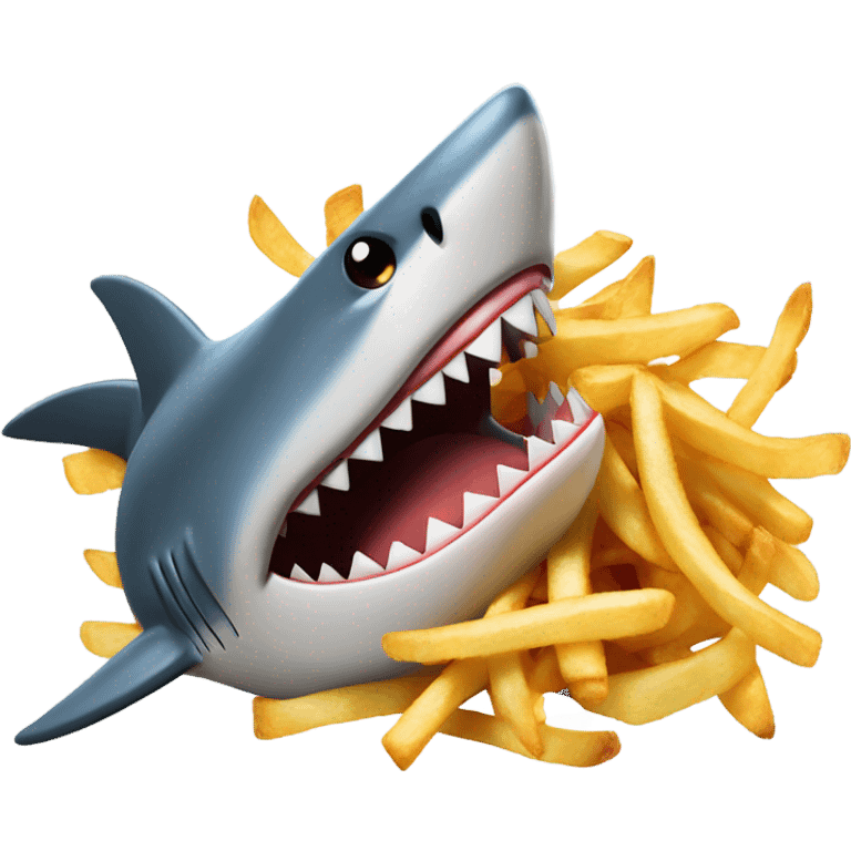 Shark eating French fries emoji