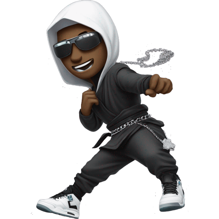 Ninja with diamond chain in his neck and jordan 4’s shoes emoji