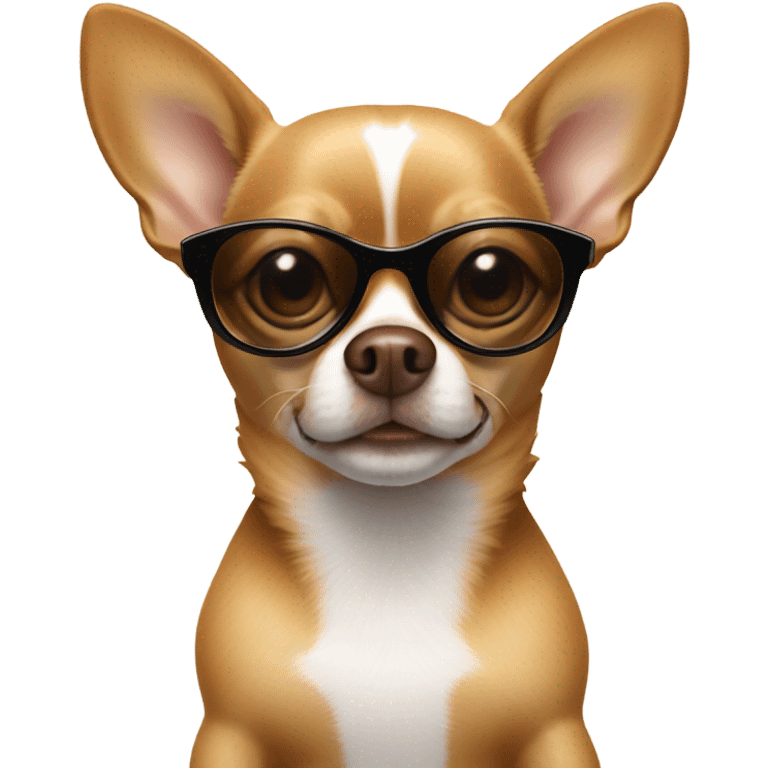 Brown chihuahua with sunglasses emoji