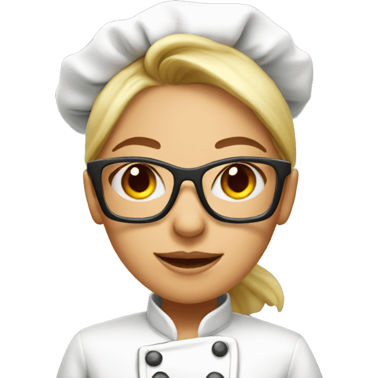 Female chef with red glasses on her face emoji