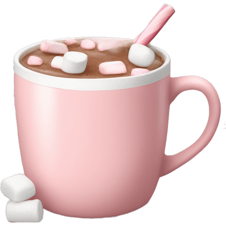 Light Pink mug of hot chocolate with marshmallows  emoji