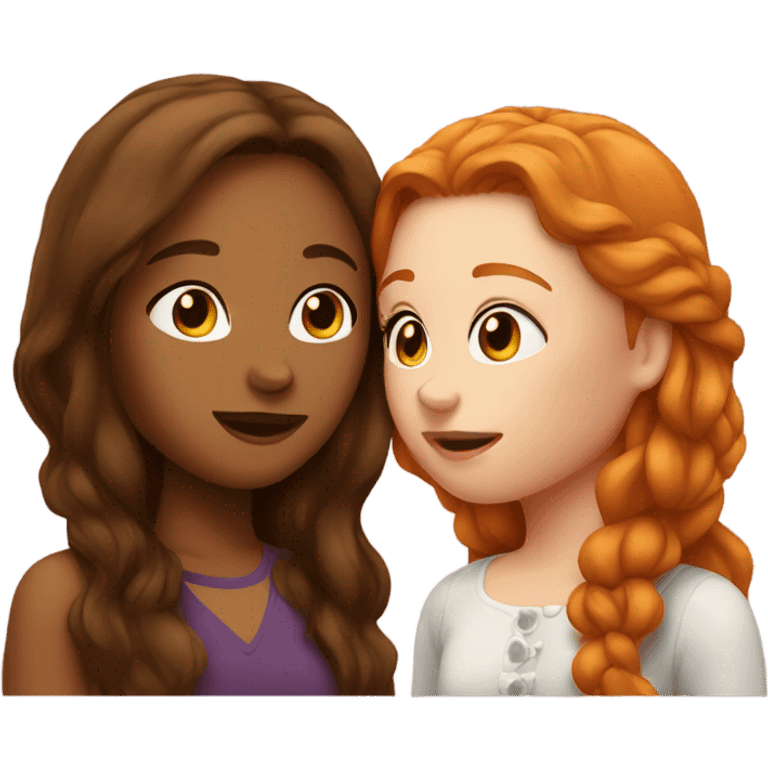 brunette and ginger girls kissing  emoji