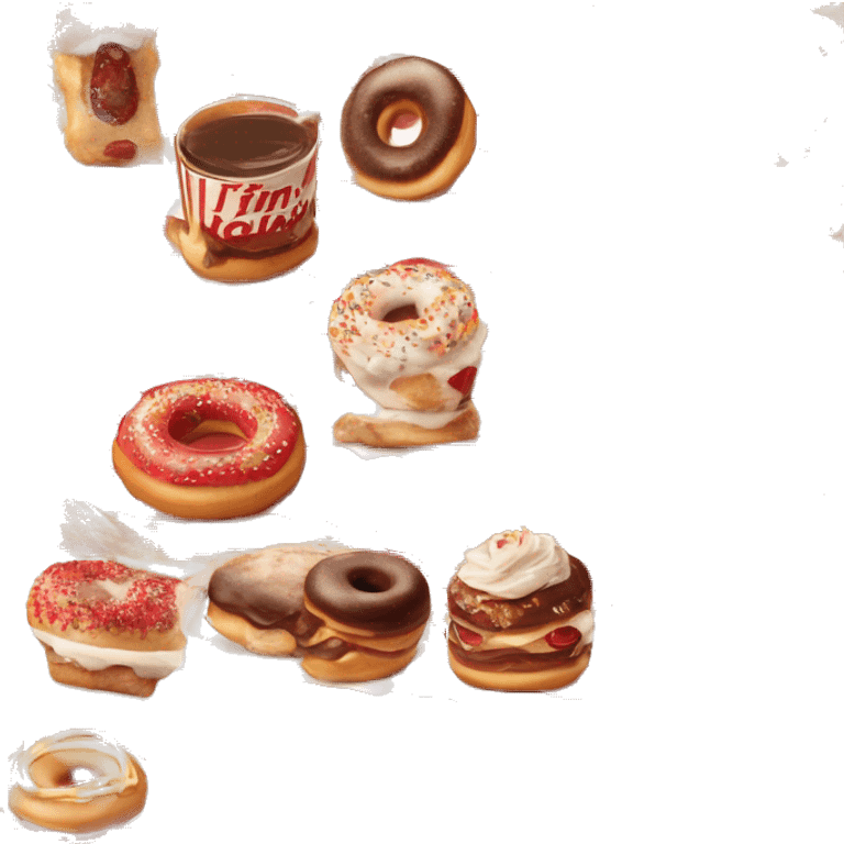 “Tim Hortons store with a red and white color scheme, featuring the classic Tim Hortons logo, a warm and welcoming design that represents a popular coffee and donut shop.” emoji