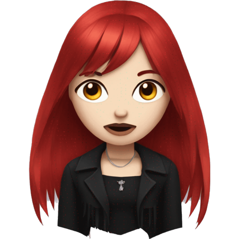 goth woman with red hair and v shaped fringe emoji