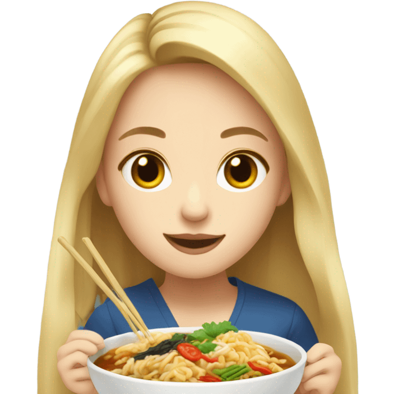  Blonde long hair girl eating Korean food emoji