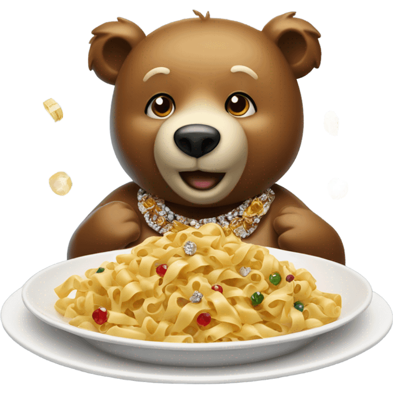  Bear with bling jewelry eating pasta  emoji