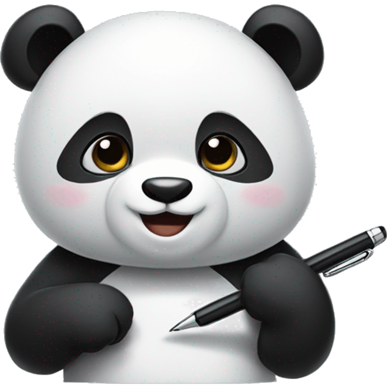 A panda is holding a pen tightly. emoji