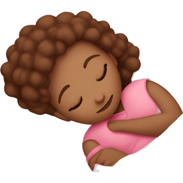 Light skin girl sleeping on her arm w pink blanket light brown hair emoji