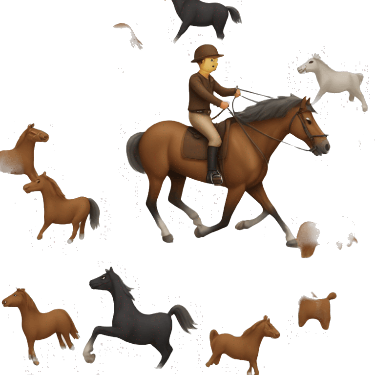 A completely brown horse hunts a dog emoji