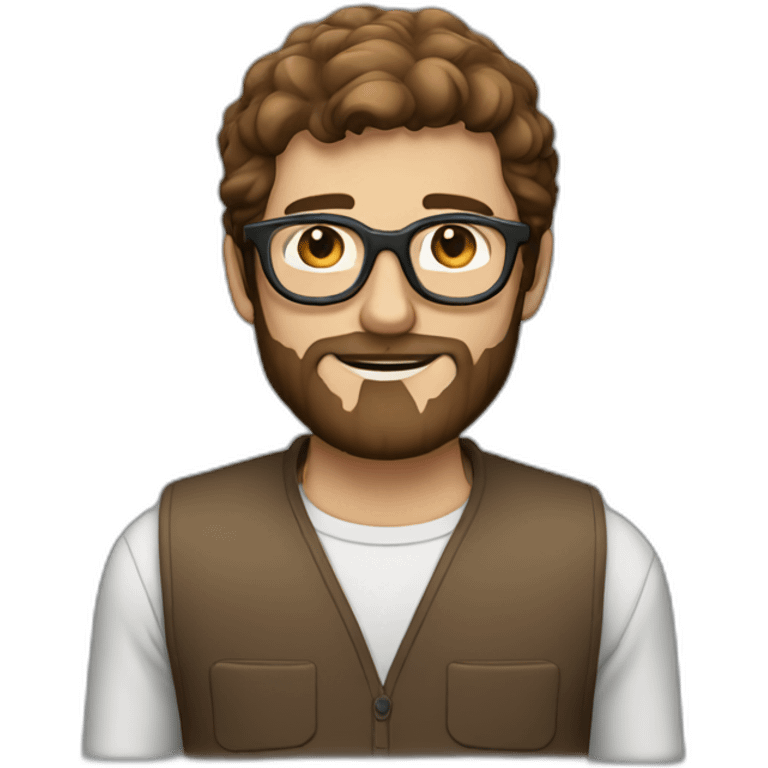 guy with transparent round glasses brown hair and eyes and beard emoji