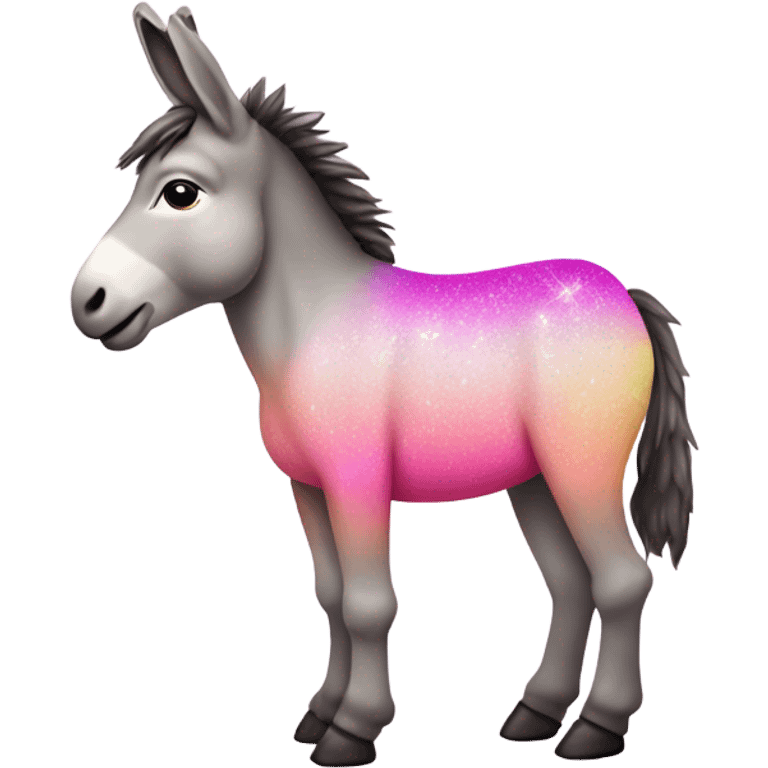 Pink ombre rainbow full body donkey with glitter and pink face  emoji