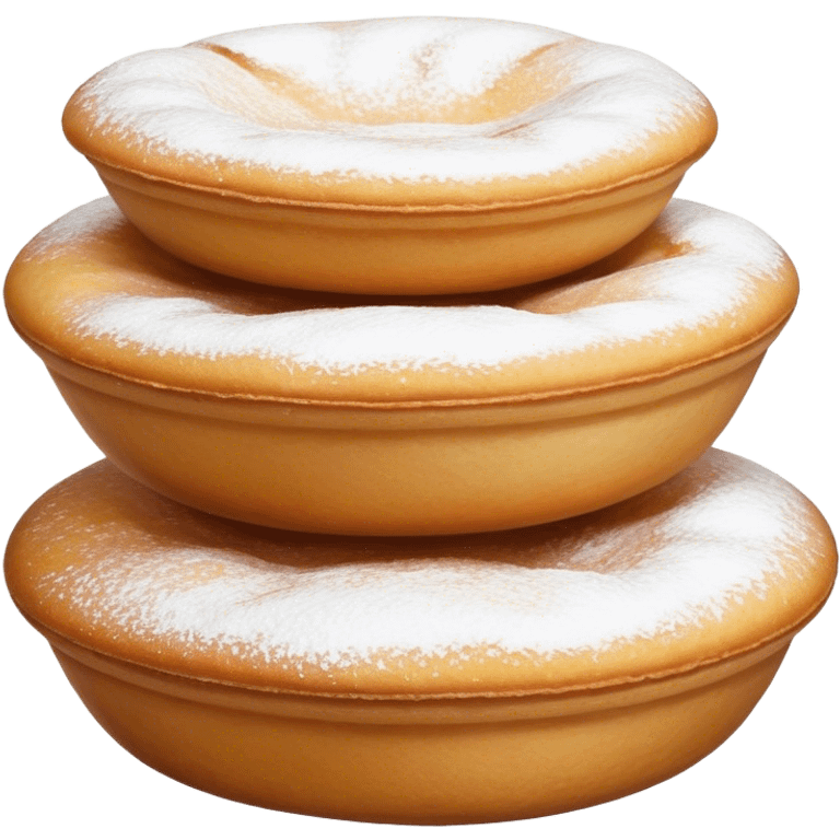 Cinematic Realistic image of simple round buñuelos, depicted with a lightly crisp, golden exterior and soft, airy interior, dusted with a subtle layer of powdered sugar and set against a rustic backdrop with warm, inviting lighting. emoji