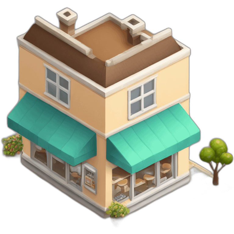 latte cafe house isometric emoji