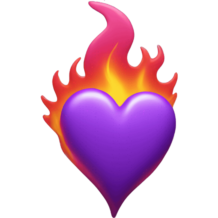 A Purple Heart with pink flames  emoji