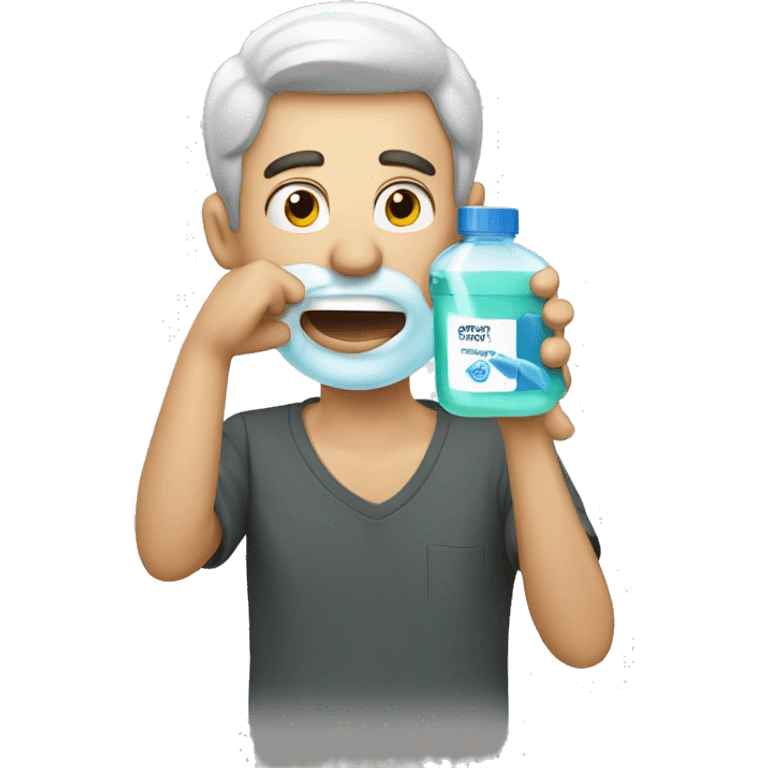 a man using mouthwash emoji