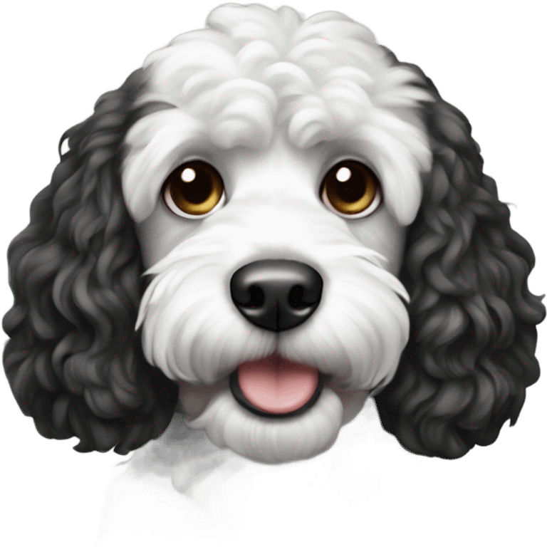 Black and white cockapoo dog  emoji