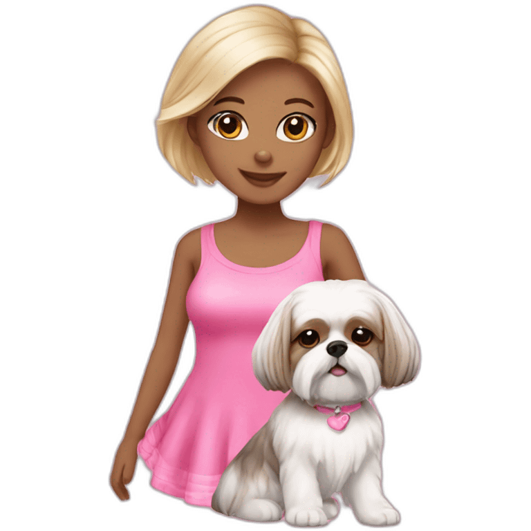 pink girly with shihtzu  emoji