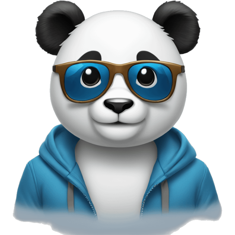 smiling mid-aged panda designer with blue cool glasses emoji