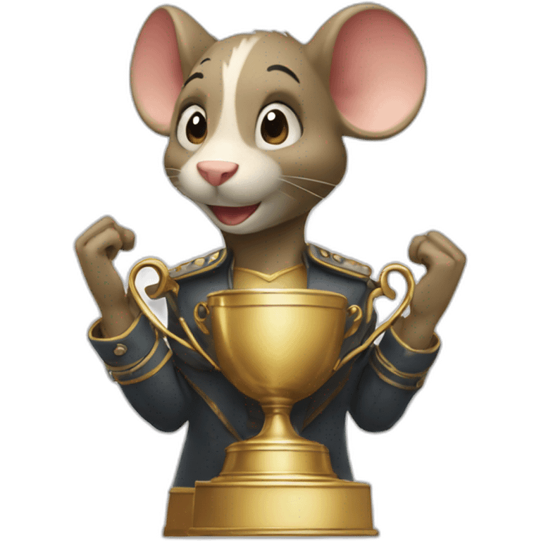 Augly rat winning a victory trophy emoji