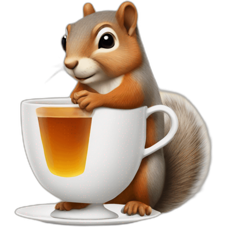 British squirrel with cup of tea emoji