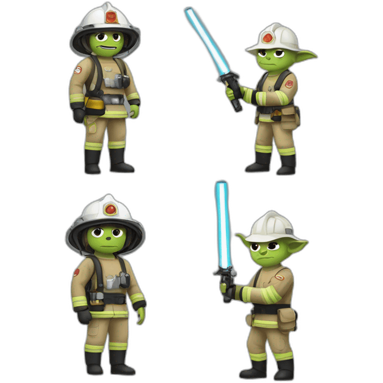 firefighter, yoda, lasersword emoji