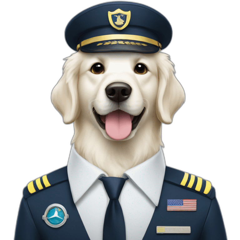 White golden retriever airline pilot emoji