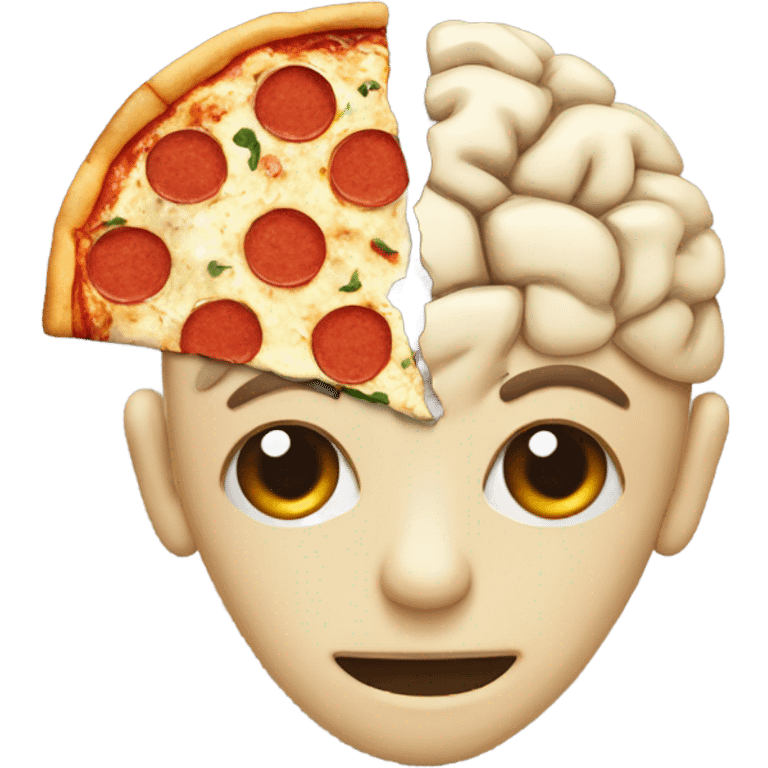 A brain with a piece of pizza inside emoji