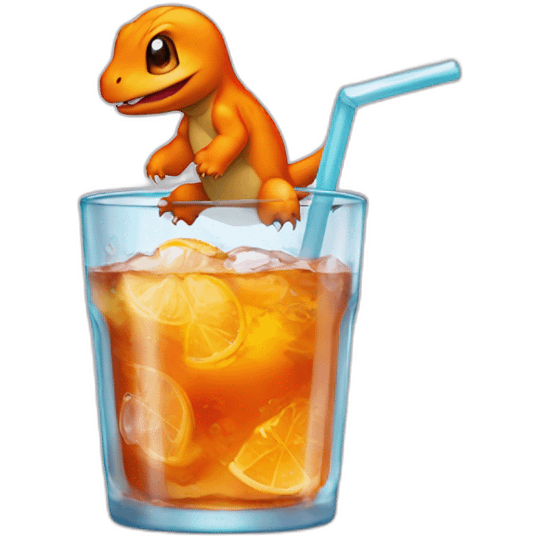 Charmander drink ice tea in a glass emoji