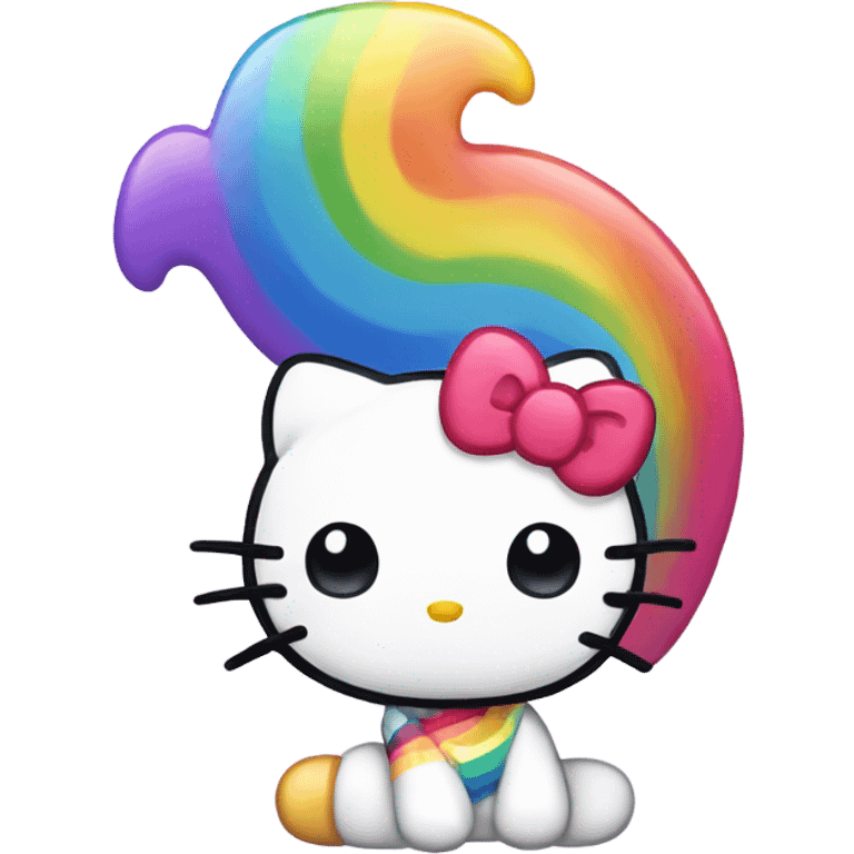 Hello kitty with a rainbow emoji