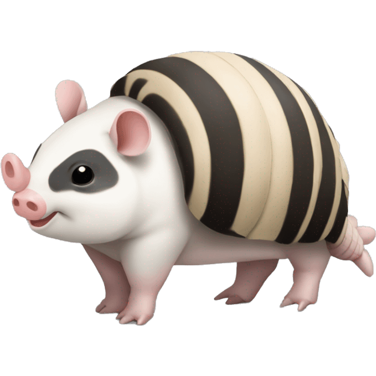 Black and white piebald chubby armadillo pig panda centipede armadillo  emoji