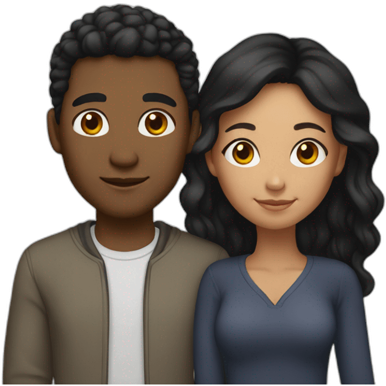 mixed race couple black and asian emoji