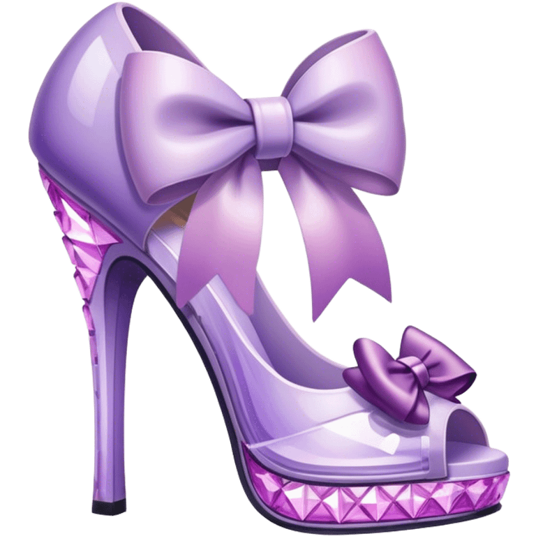 lilac crystal heels with lighter lilac bow emoji