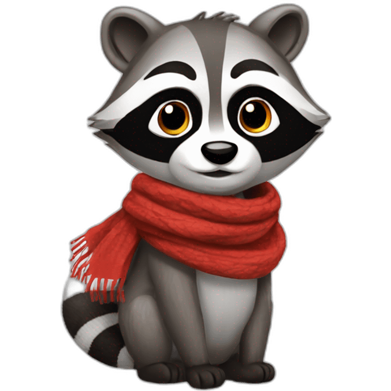 Little Racoon with canadian scarf emoji