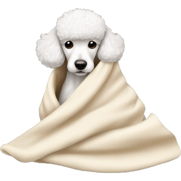 white poodle brown nose sleeping in blanket emoji